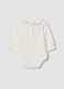 White organic cotton baby girl bodysuit with embroidered collar_1