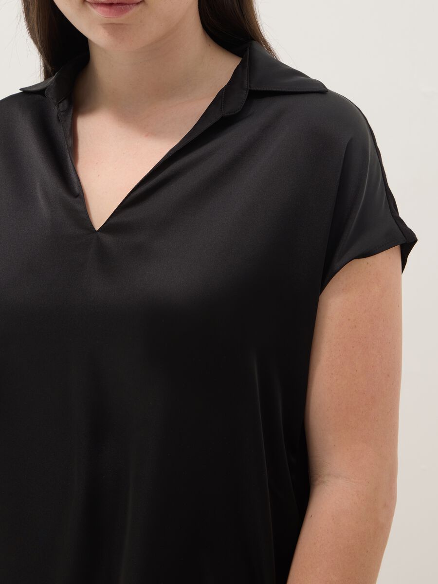 Black short-sleeve polo-collar T-shirt, regular fit_2
