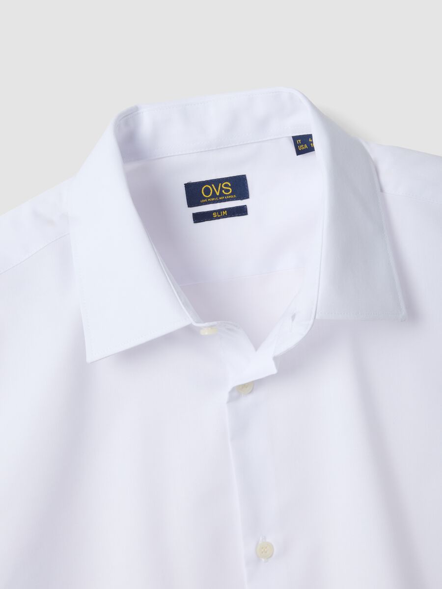 White long-sleeve cotton blend slim fit easy iron shirt_5