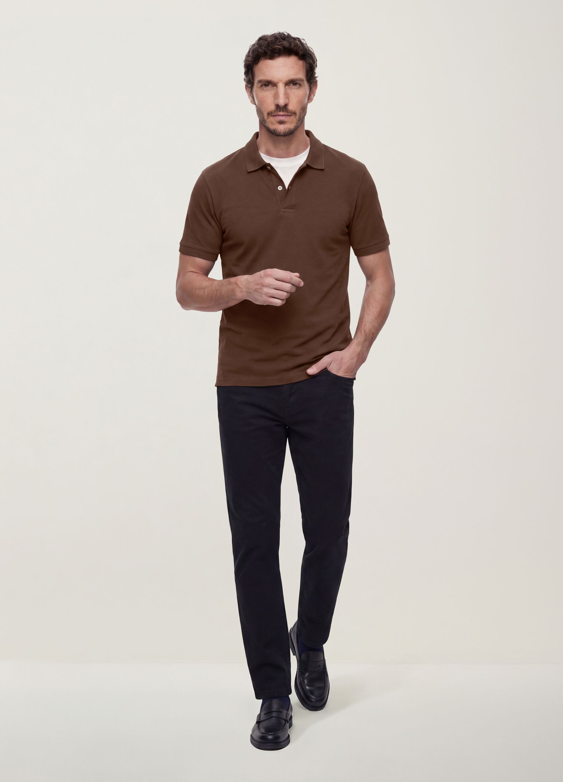 Black slim-fit stretch cotton twill trousers