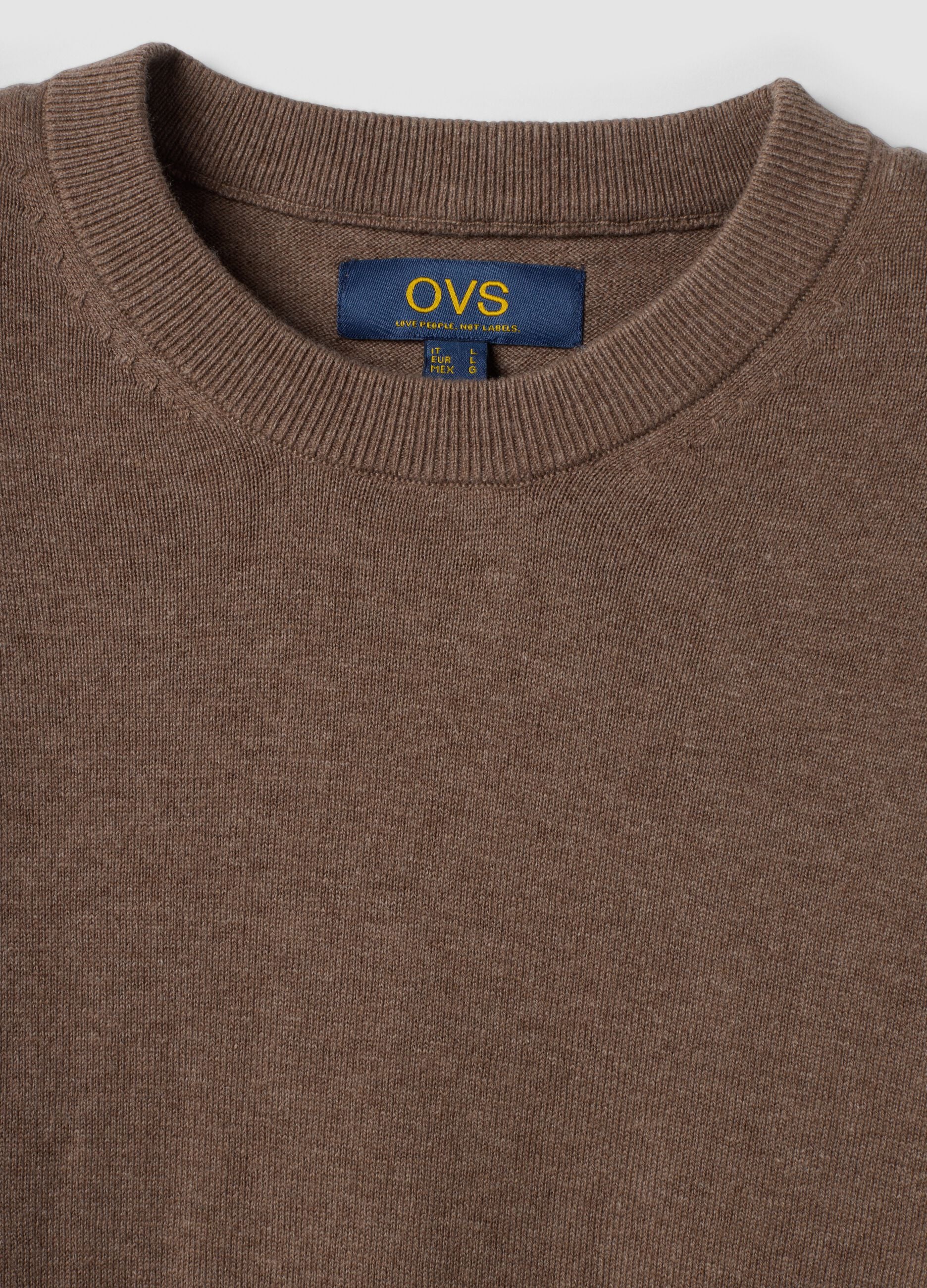Brown cotton and cashmere blend crew-neck jumper