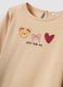 Beige organic cotton T-shirt with teddy bear print for baby girl_2