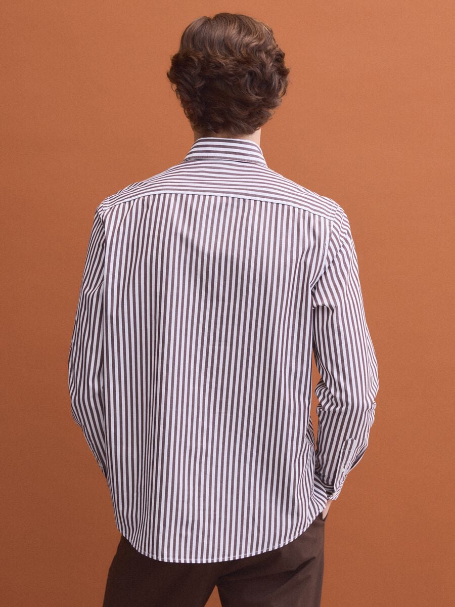 Camicia bianca in popeline di puro cotone a righe regular fit_3