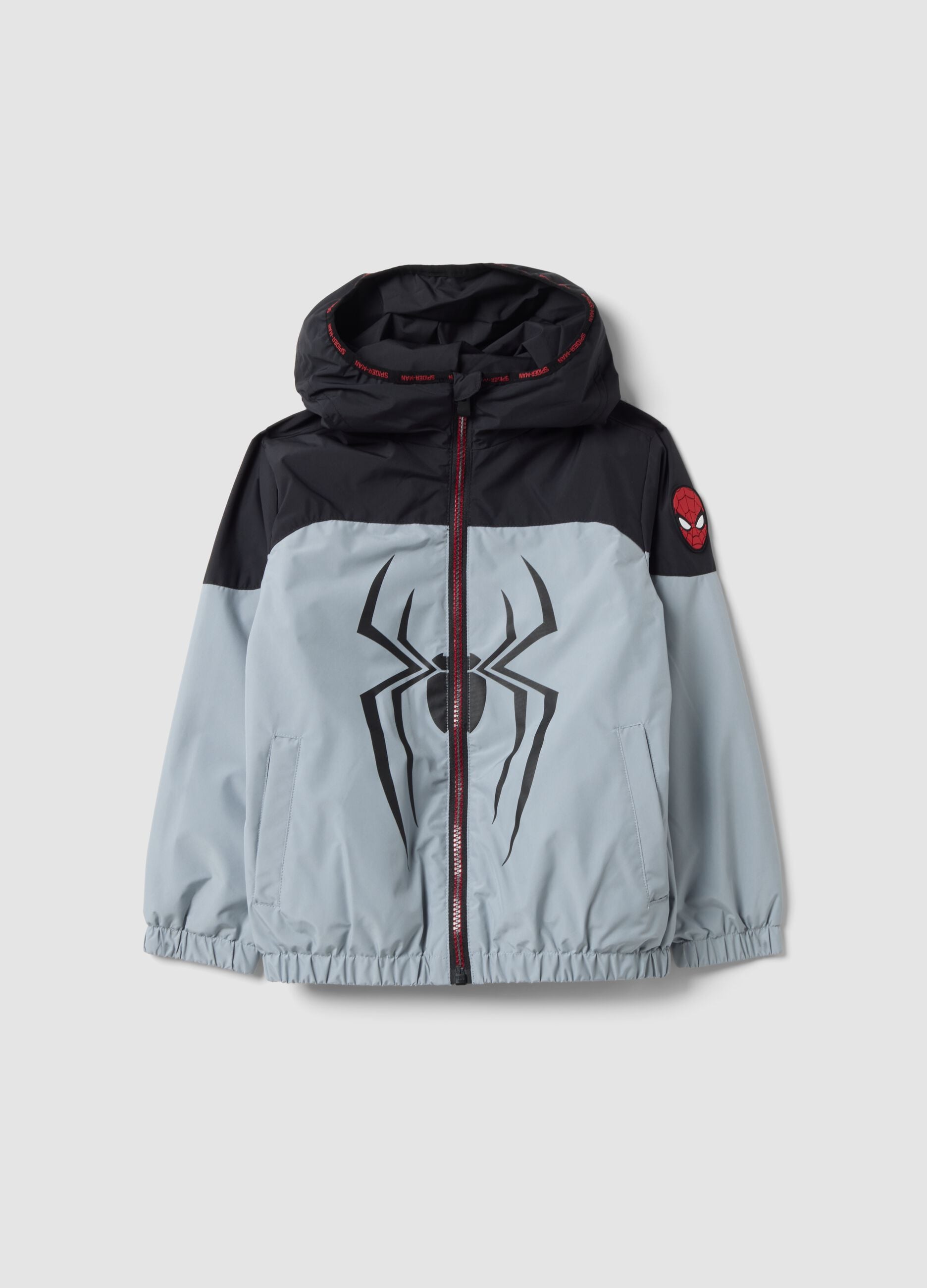 Grey hooded jacket with MARVEL Spider-Man prints for boys