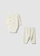 White organic cotton set with wrap-over bodysuit for baby girl_1