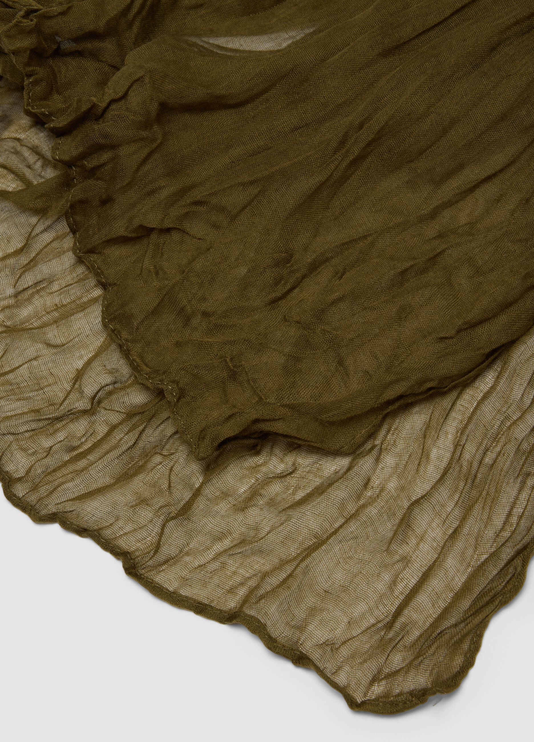 Green semi-sheer crinkle-effect scarf