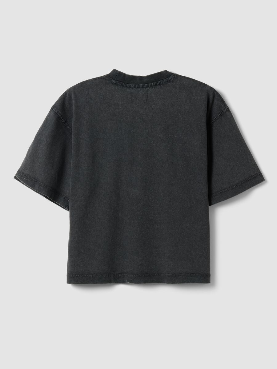 T-shirt in puro cotone grigia da ragazza oversize fit_4