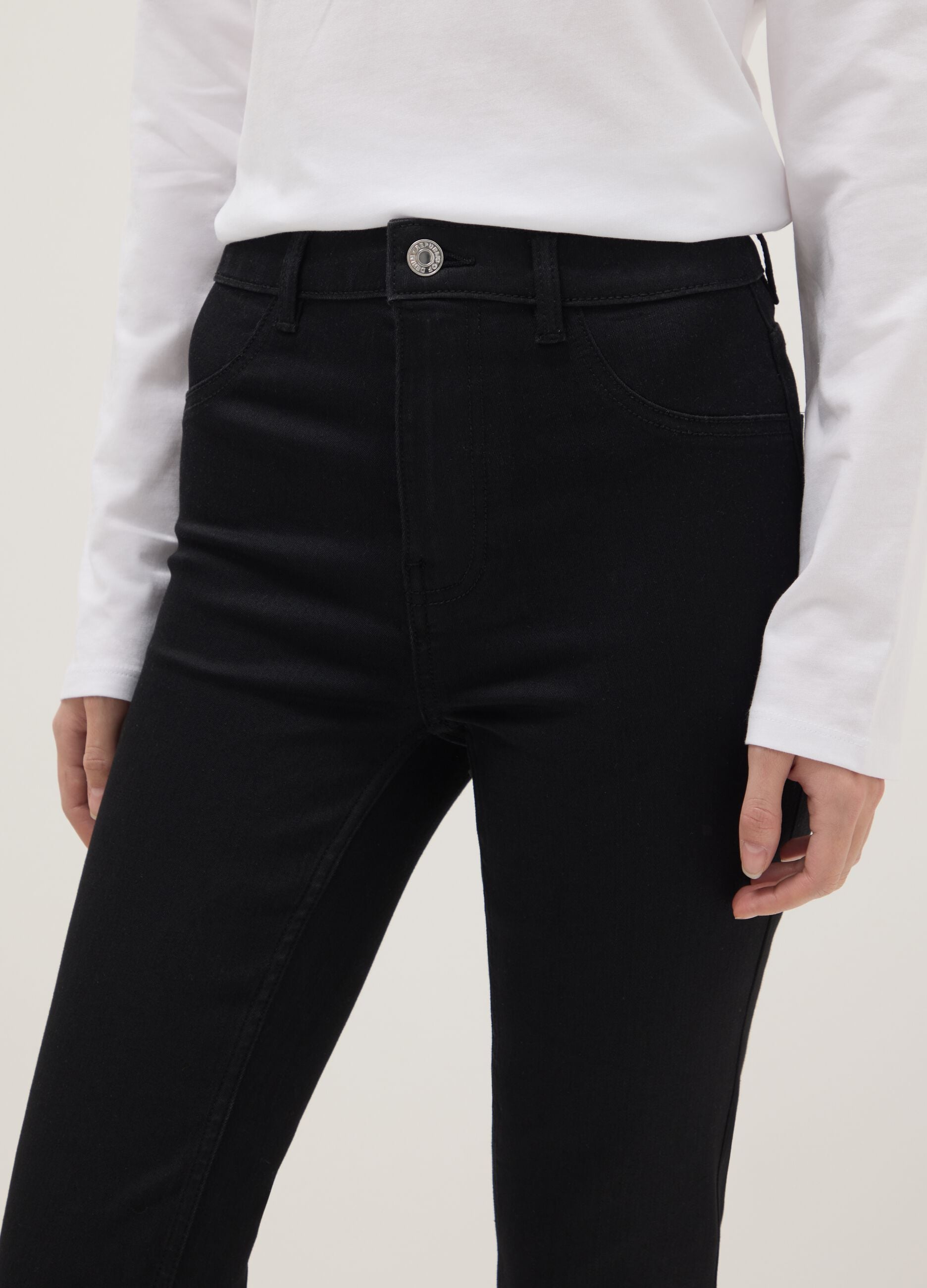Black Cotton Blend Flare Fit Jeans