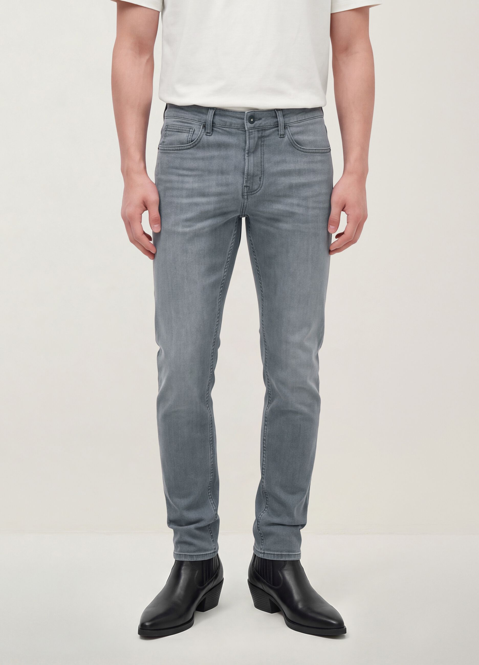 Men&rsquo;s grey skinny-fit stretch cotton jeans