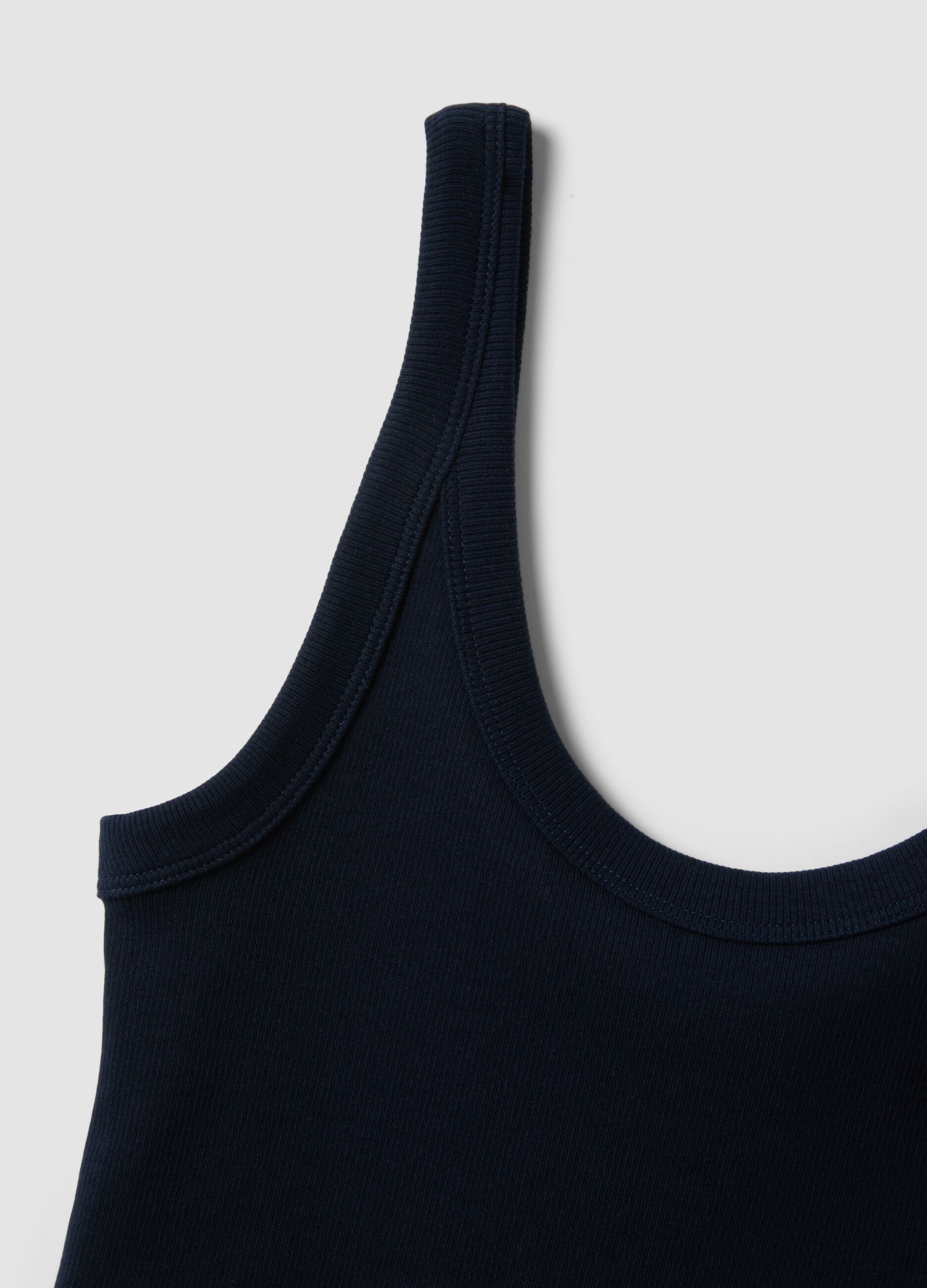 Blue fitted stretch-cotton vest top