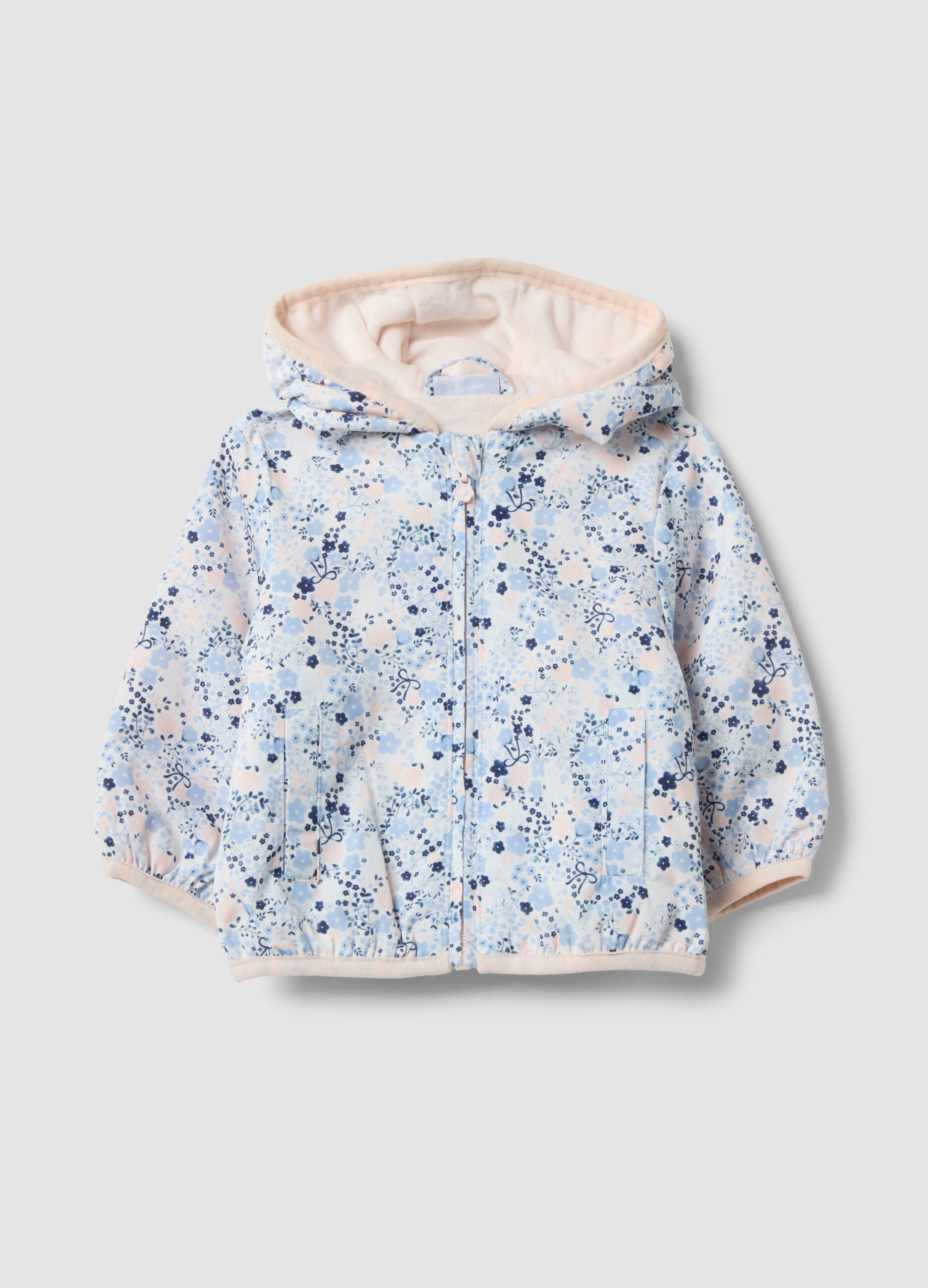 Multicolour floral hooded jacket for baby girl