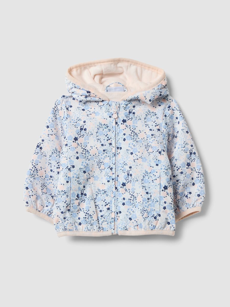 Multicolour floral hooded jacket for baby girl_0