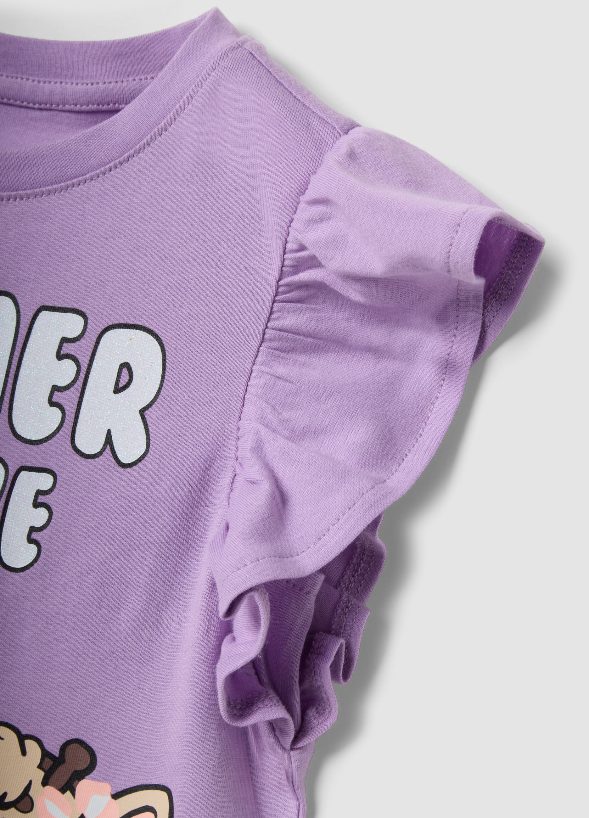 Purple organic cotton top with frills