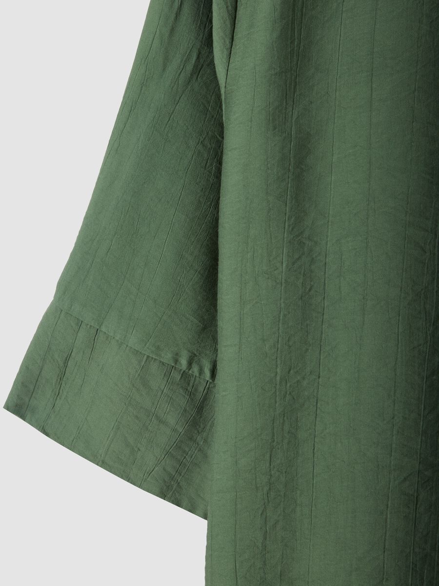 Blusa verde in misto viscosa regular fit con collo alla coreana_5