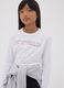 White organic cotton cropped T-shirt with ribbed neckline for girls_2