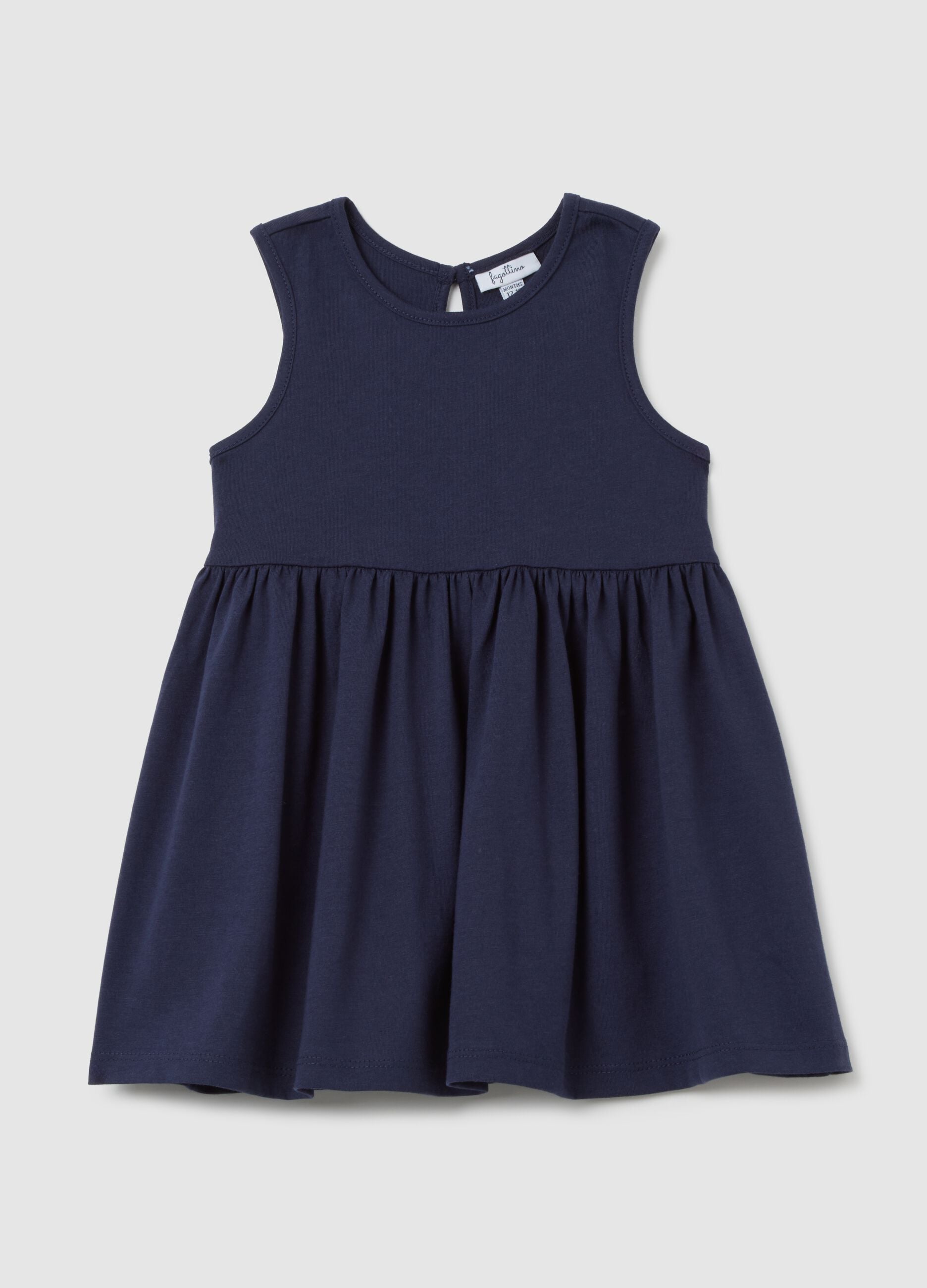 Girls&rsquo; blue 100% cotton dress with regular fit