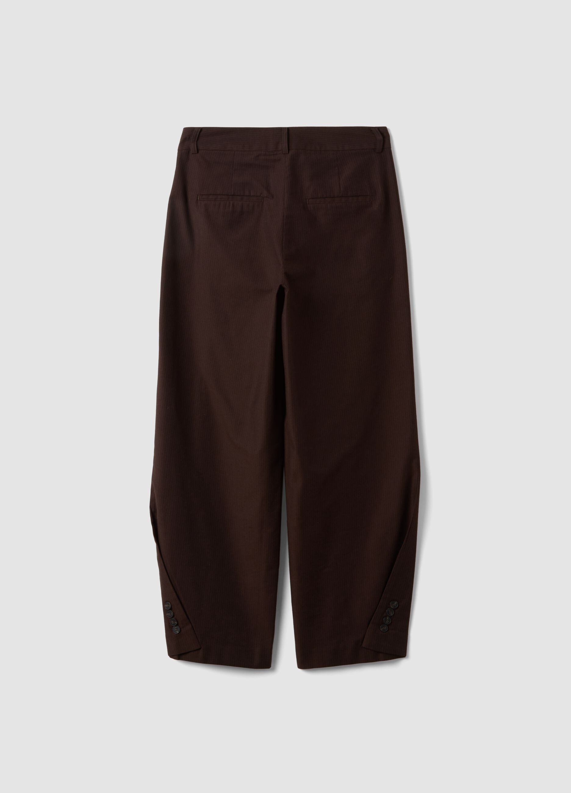 Brown pure cotton barrel-fit trousers