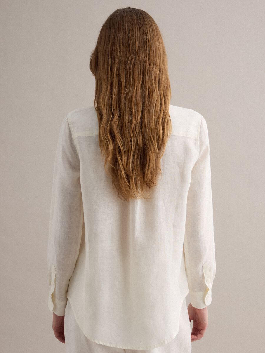 Regular fit pure white linen shirt_4