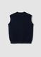 Blue cotton-blend knitted gilet with embroidery for boys_2