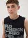 Black slogan vest top in pure cotton, oversized fit_2