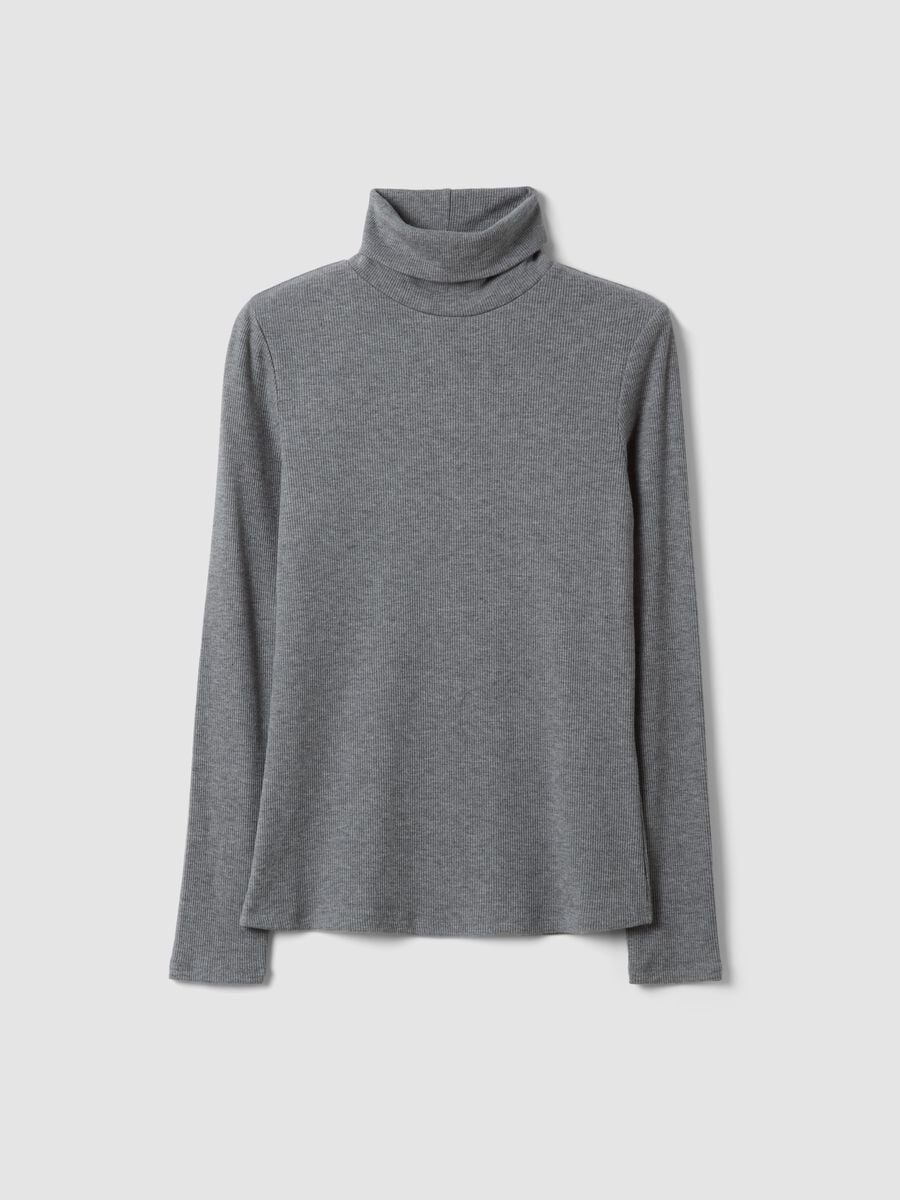 Maglia grigia in viscosa elasticizzata a girocollo regular fit_0