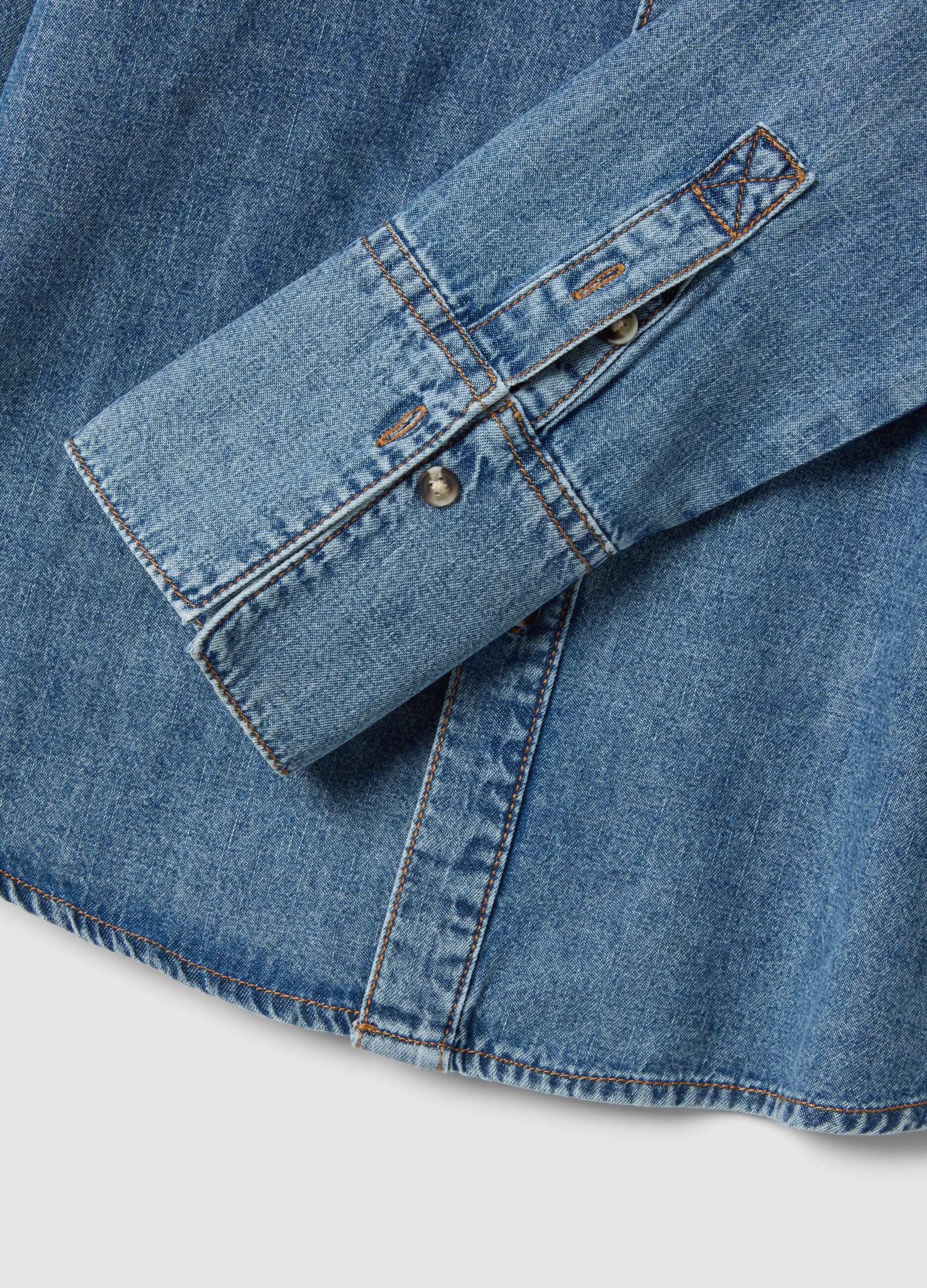Blue Denim Long Sleeve Shirt in Pure Cotton Regular Fit