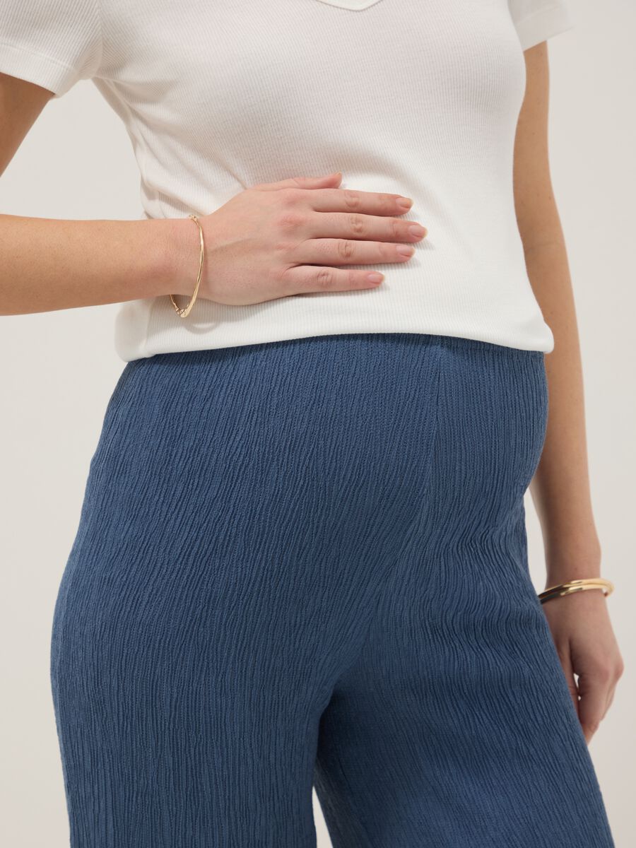 Blue relaxed fit maternity trousers in stretch viscose_3