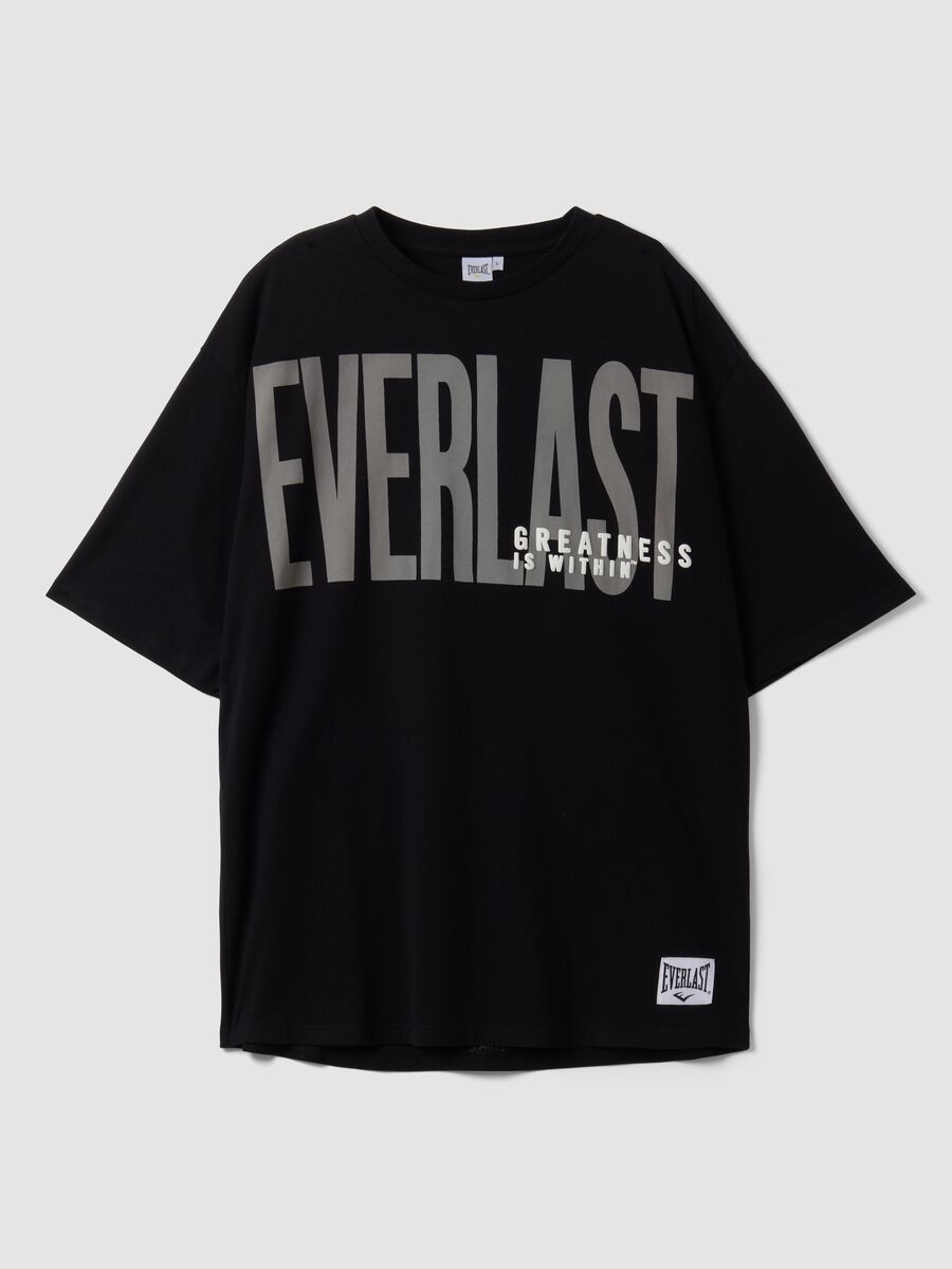 Black pure cotton T-shirt with front logo_4