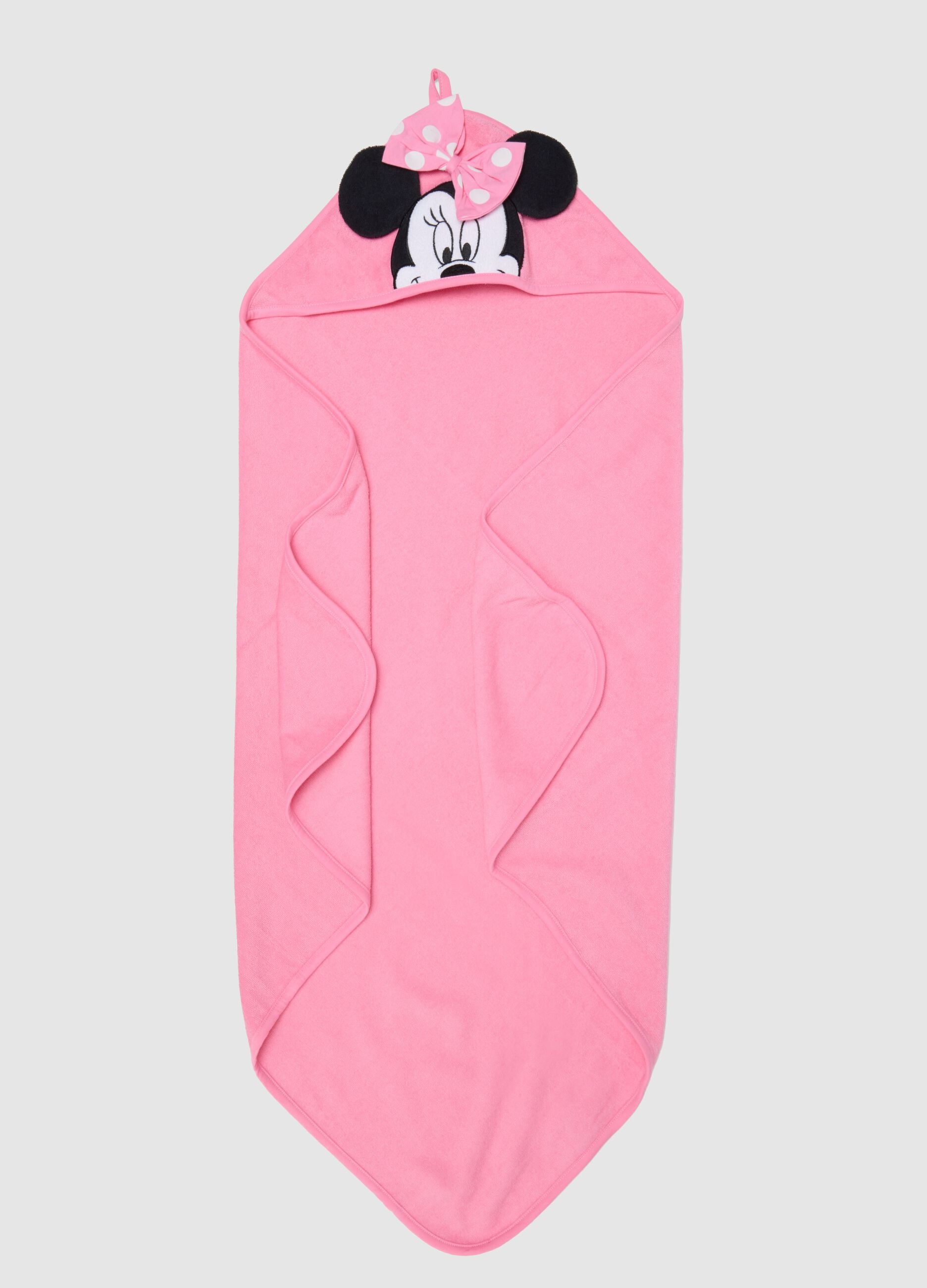 Accappatoio in misto cotone rosa da neonata a forma di Minnie