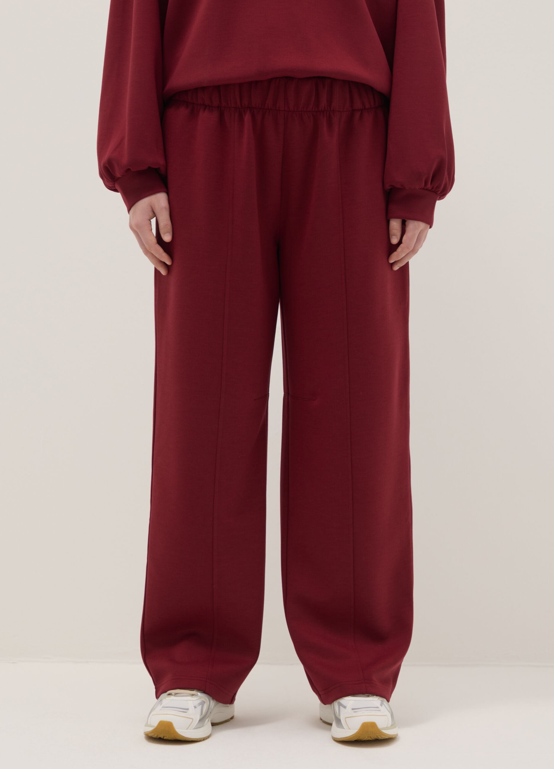 Red relaxed-fit stretch viscose trousers