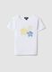 White pure cotton T-shirt with embroidered flowers_3