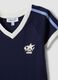 Blue pure cotton V-neck T-shirt with front print_6