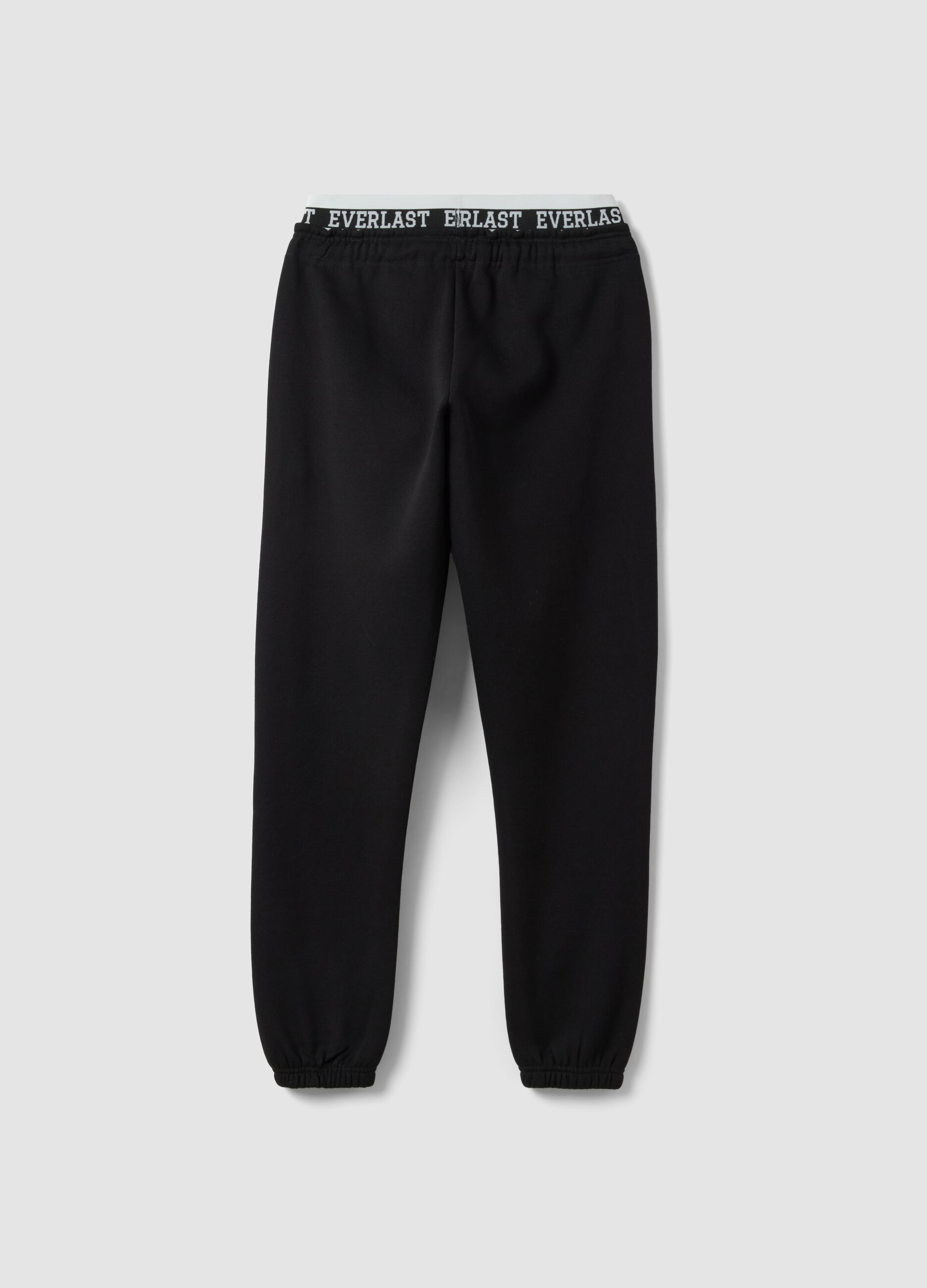 Black regular-fit cotton-blend trousers with logo