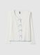 White pure cotton regular fit pyjama shirt with embroidery_4