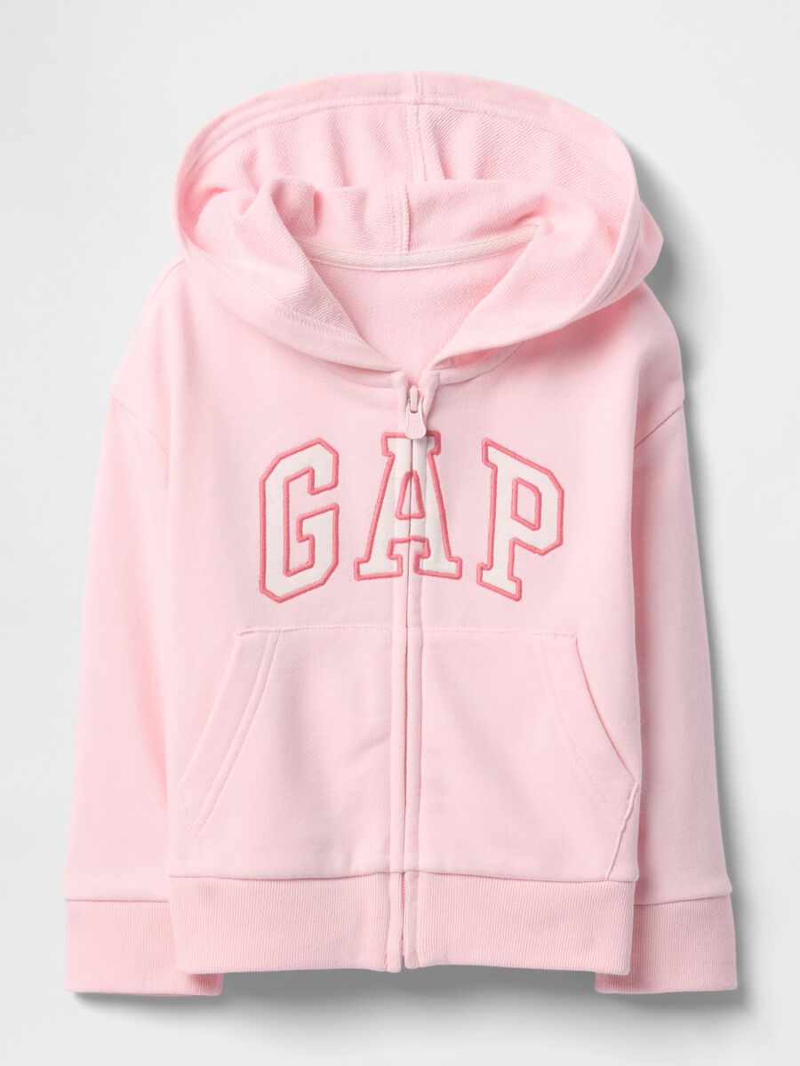 Felpa in misto cotone regular fit con zip e logo GAP_0