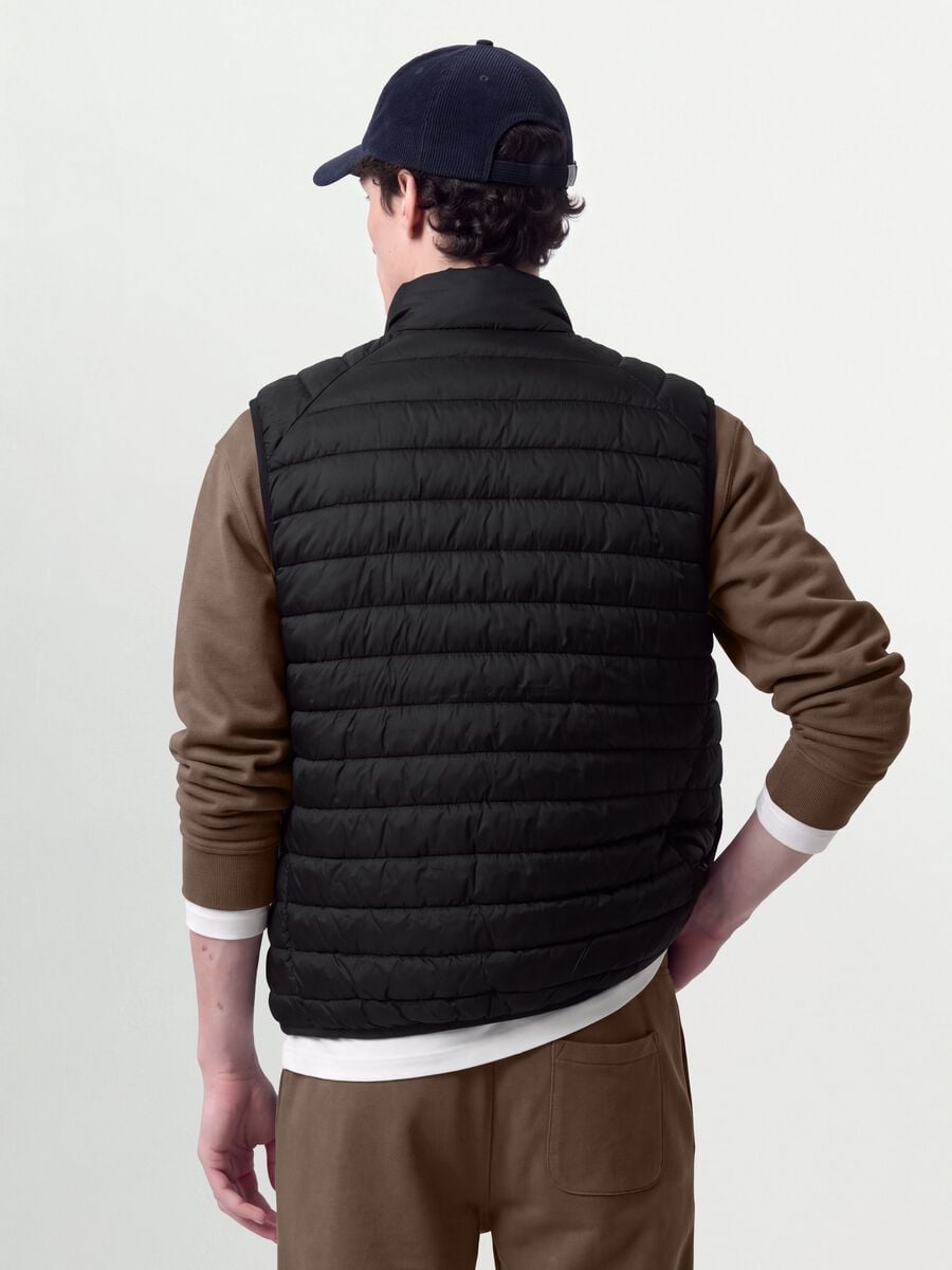 Black Ultralight padded gilet with zip_3