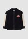 Black viscose-blend cardigan with zip and toy car patch_0