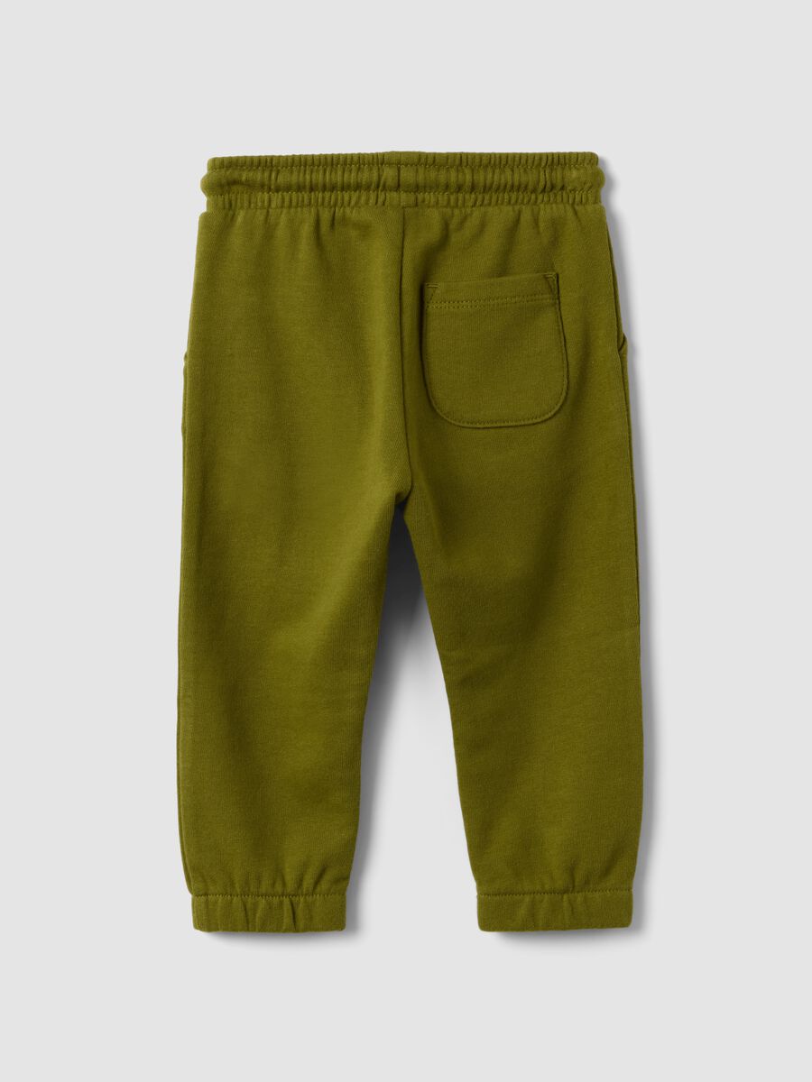 Green pure organic cotton joggers with drawstring for baby boy_1