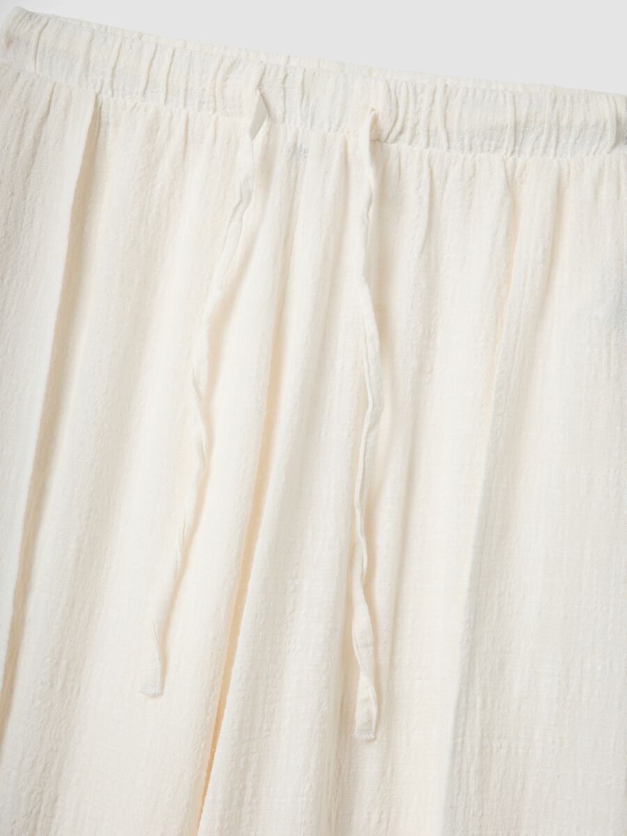 White pure cotton beach trousers_5