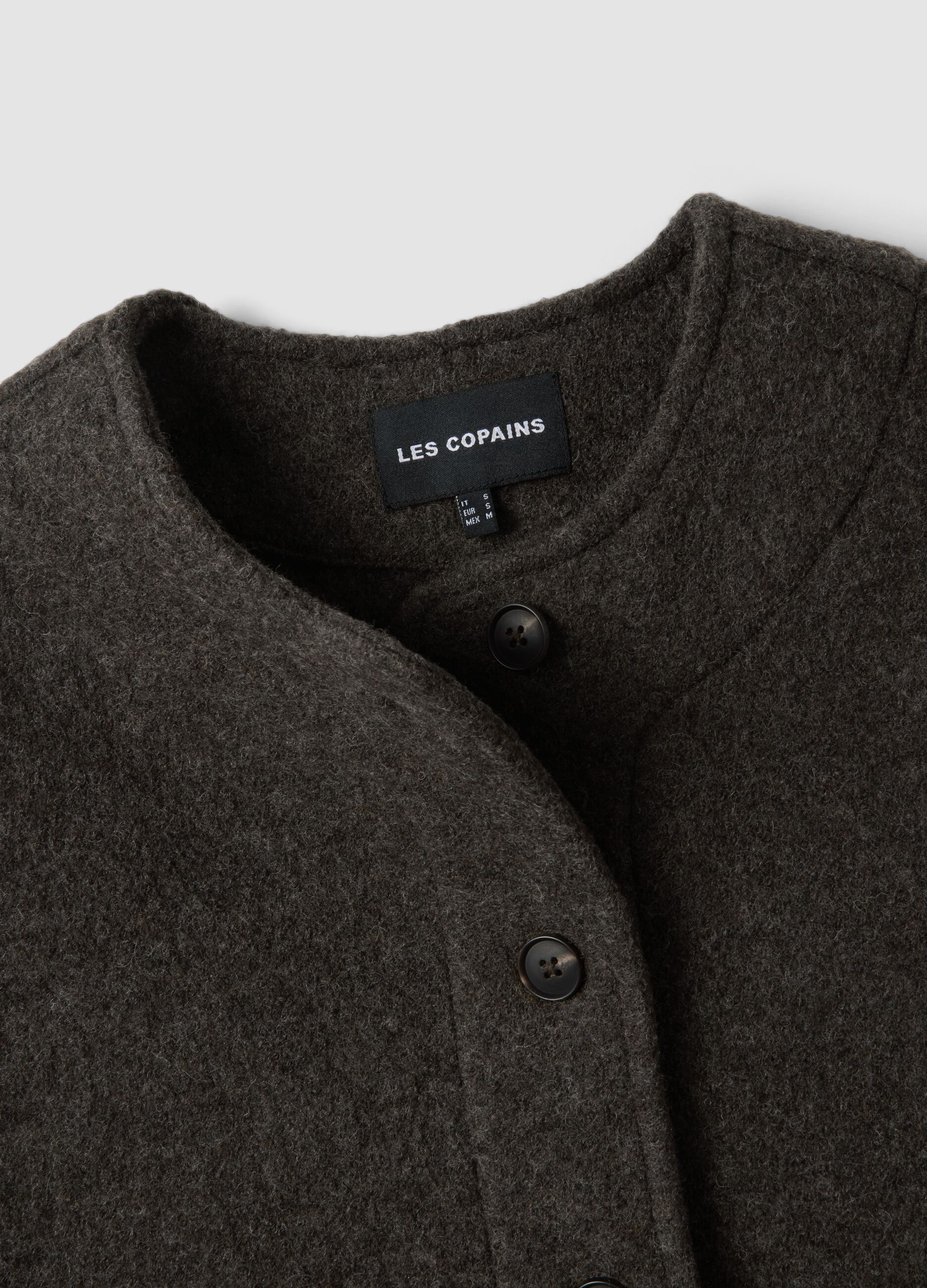 Black pure wool crew-neck gilet with relaxed fit