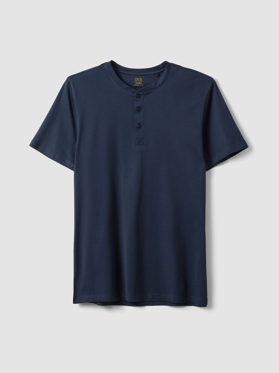 Blue mercerised pure cotton regular-fit T-shirt_4