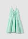 Green pure cotton mini dress with thin straps_3