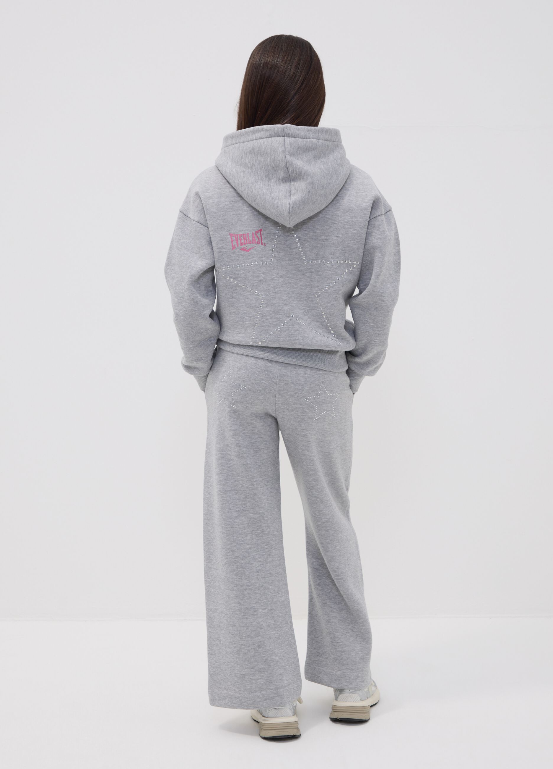 Girls&rsquo; grey cotton-blend regular-fit joggers