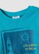 Blue organic cotton T-shirt with front print, regular fit for boys_2