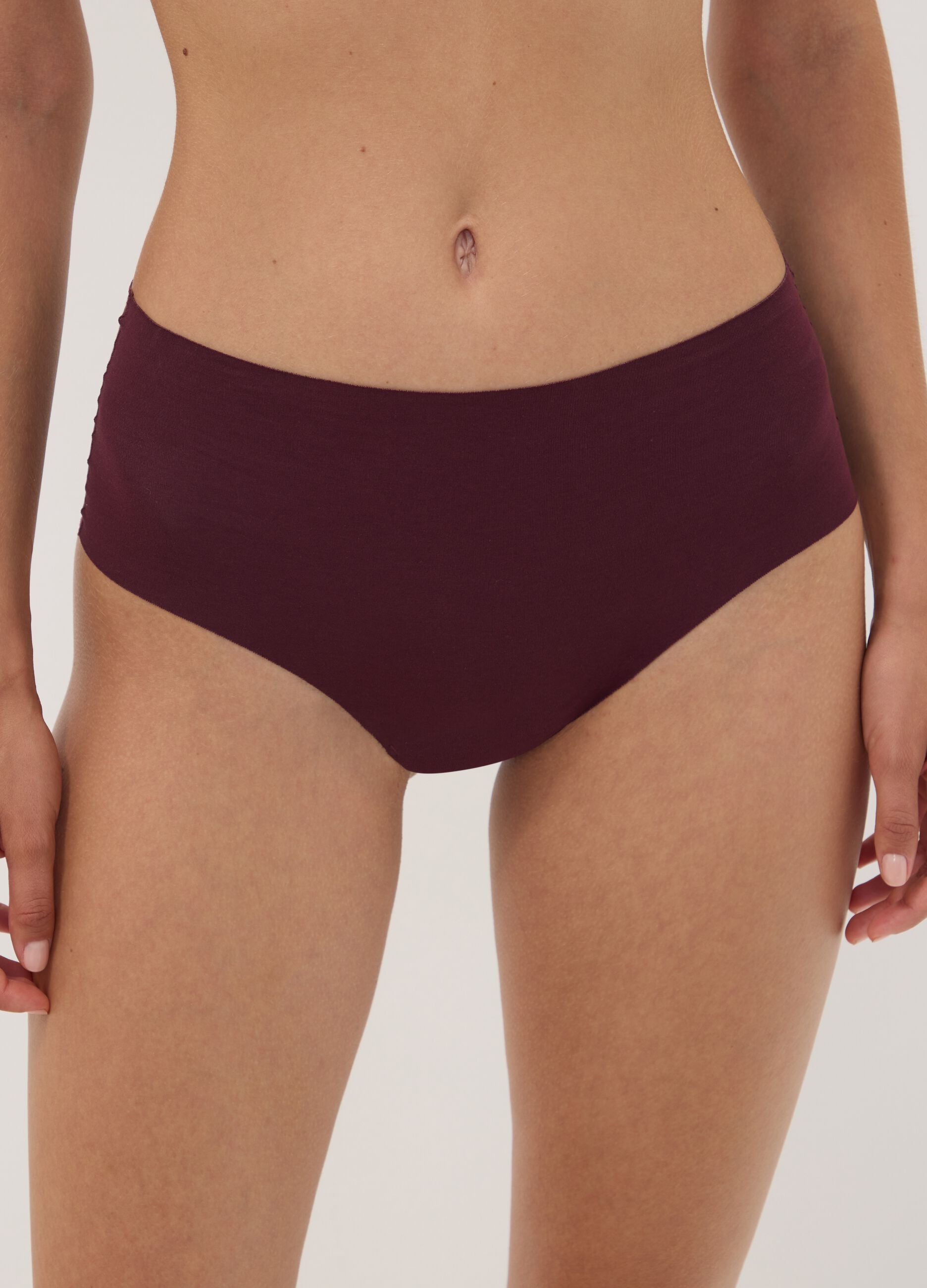 Purple high-waisted briefs in stretch organic cotton