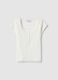 White cotton blend regular fit T-shirt with lace details_4