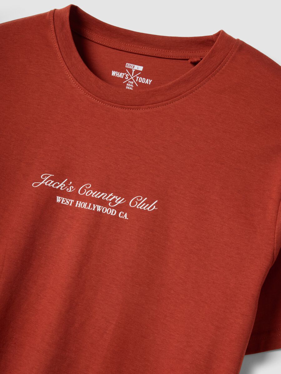 Red slogan T-shirt in pure cotton, regular fit_5