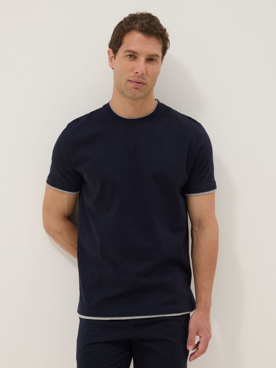 Navy mercerised pure cotton pyjamas_1