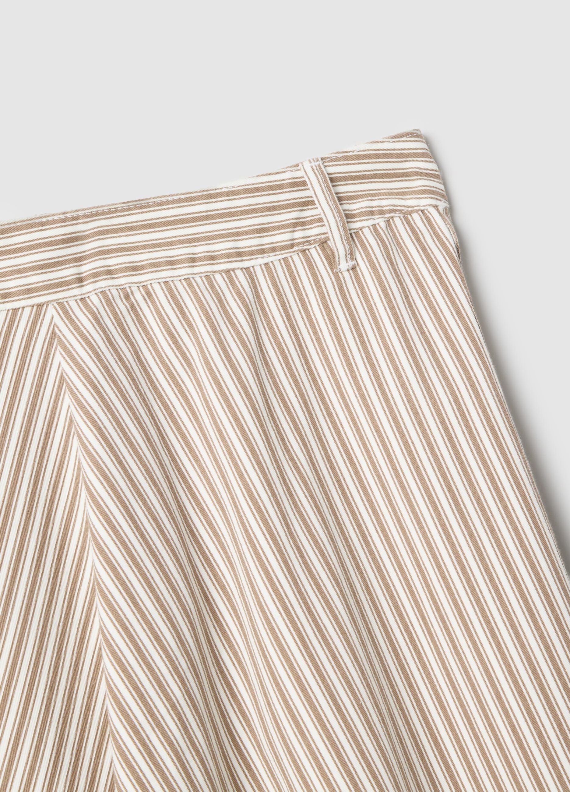 High-waisted skirt in pure cotton with multicolour stripes