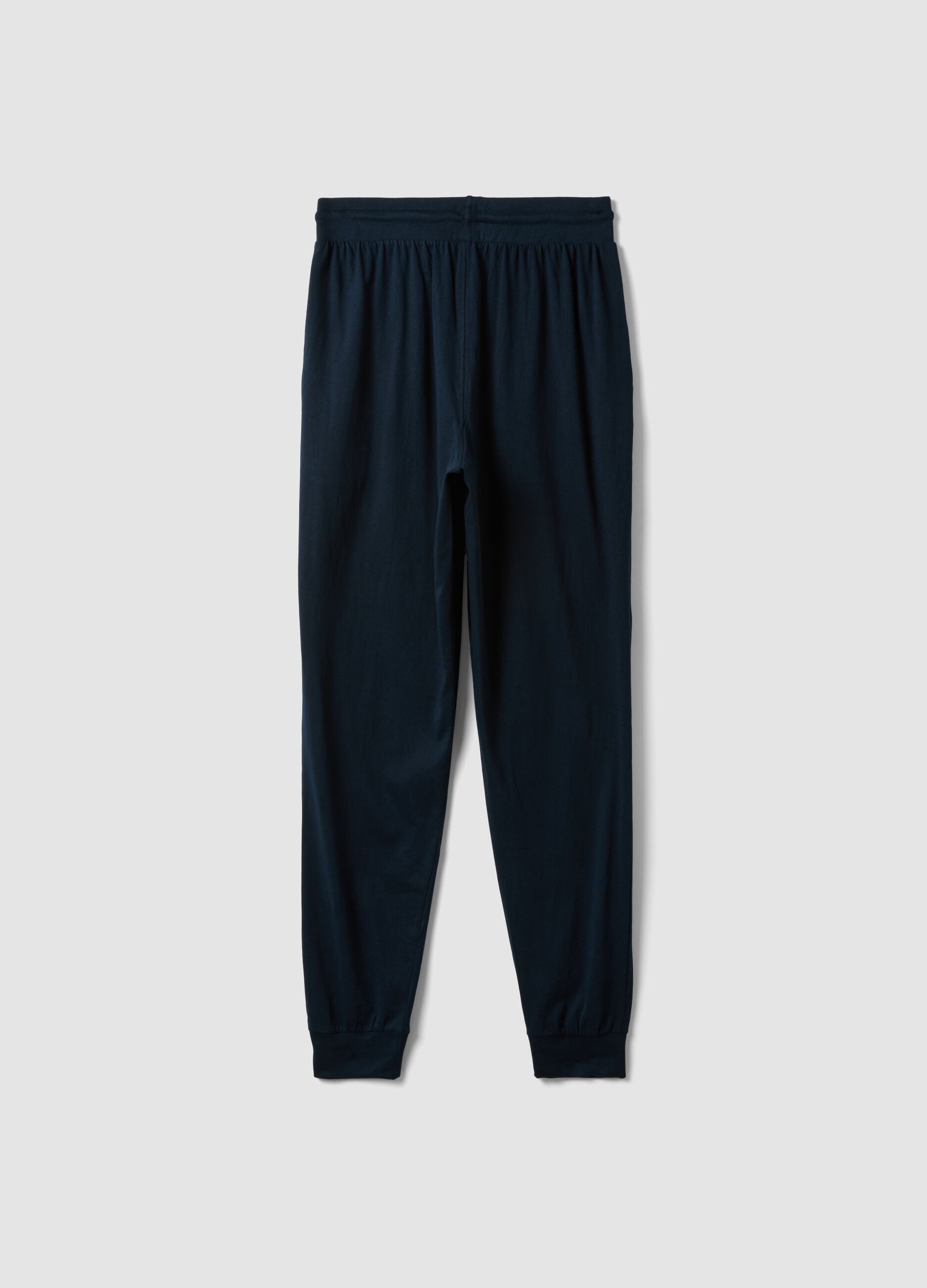 Blue organic cotton pyjama bottoms with drawstring